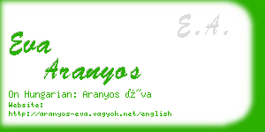 eva aranyos business card